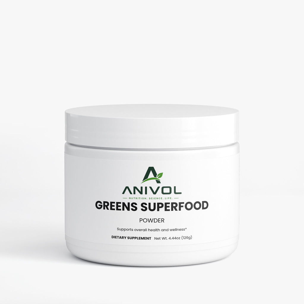 Anivol Super Greens Powder | Spirulina, Acai, Green Tea & Barley Grass Superfood