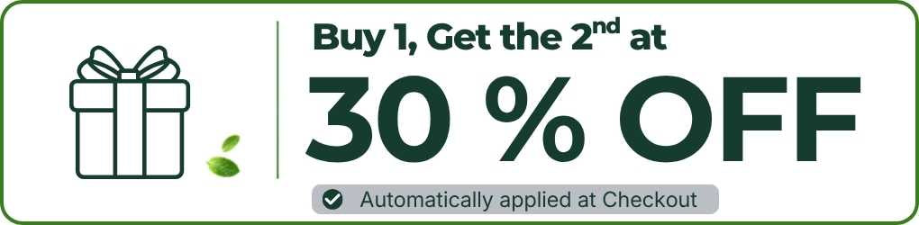 Buy one supplement and get the second at 30 percent off. Automatic discount applied at checkout.