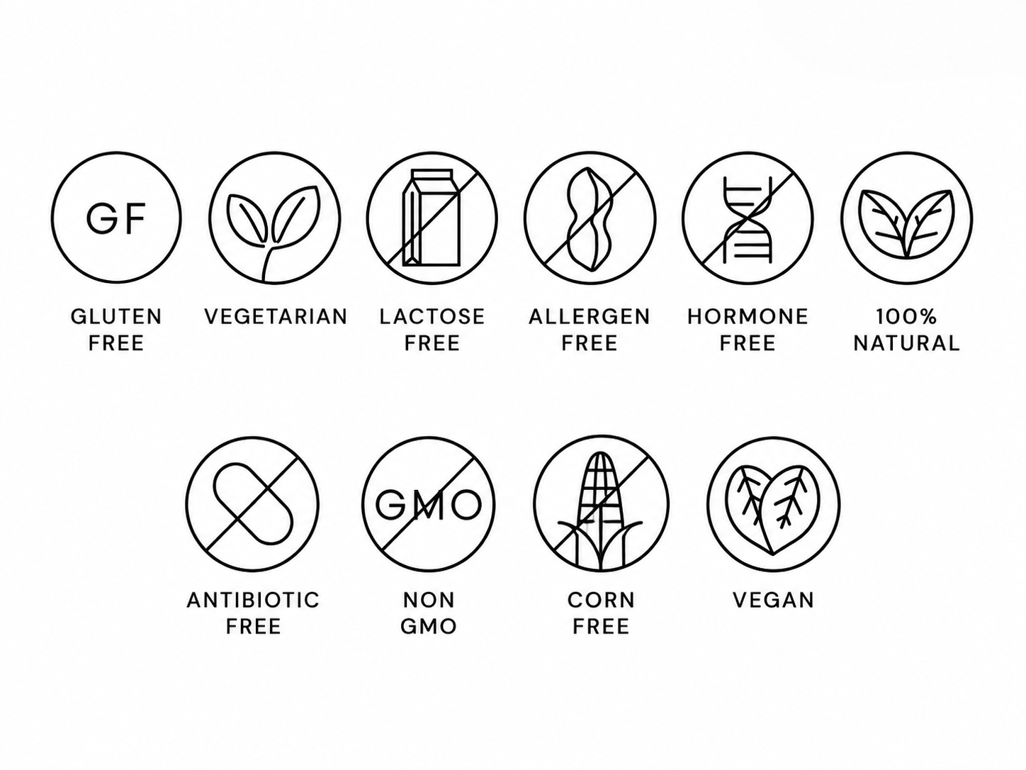 Icons highlighting Gluten Free, Vegetarian, Lactose Free, Allergen Free, Hormone Free, Antibiotic Free, Non-GMO, Corn Free, Vegan, and 100% Natural features of Anivol Magnesium Glycinate capsules.
